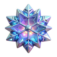 3D Hologram Snowflake Ornament Icon-Futuristic, Minimal Design, Christmas, Transparent PNG
