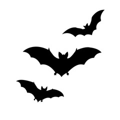 Naklejka premium Three Silhouetted Bats in Flight Vector Illustration Isolated Design