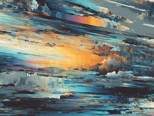 Abstract distorted gradient glitch style