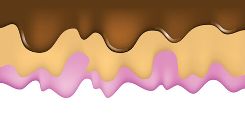 Obraz premium Melted chocolate dripping Ice cream vector illustration.