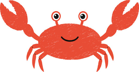 Cute cartoon red crab with big claws and smiling face a friendly sea creature illustration isolated on transparent background