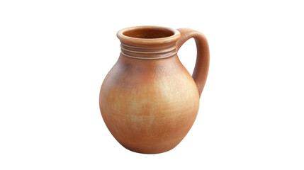 Old clay jug traditional ceramic pottery isolated on white background