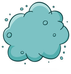 Obraz premium Cartoon blue cloud with small bubbles and soft shading