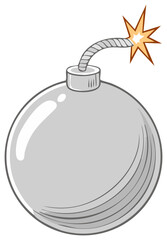 Obraz premium Cartoon bomb illustration burning fuse explosion danger explosives weapon isolated on white