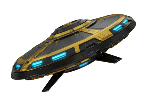 Isolated Spaceship in Flight Concept, Futuristic Design, Aeronautics & Transportation