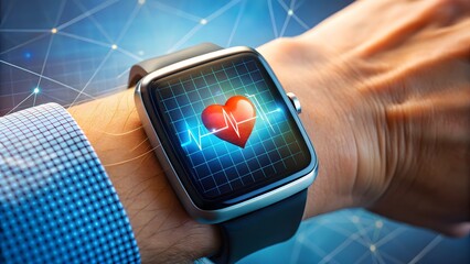 Smartwatch Displaying Heart Rate on Wrist for Health Monitoring and Advanced Medical Technology Integration a Modern Healthcare Solution