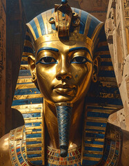 Golden egyptian pharaoh statue