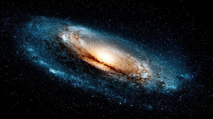 Obraz premium Spiral Galaxy With Glowing Center In Dark Space