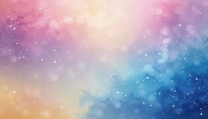 Dreamy Pastel Galaxy Background with Stars and Clouds in a Colorful Abstract Sky