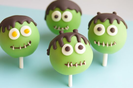 frankensteins monster styled cake pops for halloween