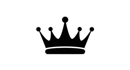 A classic royal crown depicted in a bold black silhouette against a clean white background representing power and authority silhouette