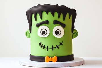 a halloween cake shaped like frankensteins monster