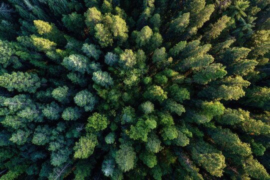 High-angle view of dense forest canopy