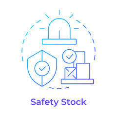 Safety stock blue gradient concept icon. Preventing loss of resources. Inventory management method and technique. Round shape line illustration. Abstract idea. Graphic design. Easy to use in article