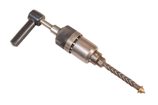 Hand crank drill with auger bit isolated on a transparent background brace hand tool