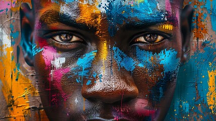 Striking Street Art Portrait of a Man's Face