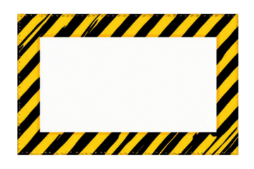 Empty white frame with a yellow and black caution tape border
