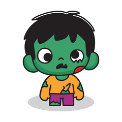 Little zombie halloween characters 