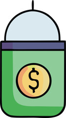 Secure digital wallet icon representing online banking and financial transactions with a dollar symbol