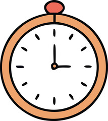 Simple orange clock face with black hands indicating three o'clock perfect for time management concepts