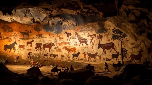 Cave Paintings of Animals and People