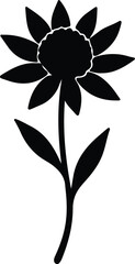 Illustrator Vector Black and White Simple Sunflower Illustration silhouette