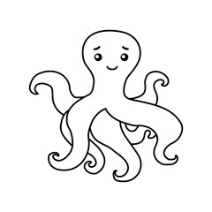 Octopus vector icon. Cute sea animals illustration sign. sea animals symbol. Sea life logo. Octopus web icon.