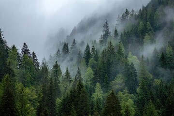 Misty mountain forest