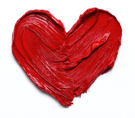 Red lipstick heart shape on white background (1)