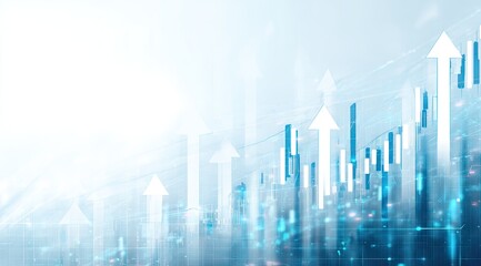 Abstract financial chart with upward arrows and data points