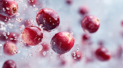 Vibrant cranberries and maple syrup captured in dreamlike scene