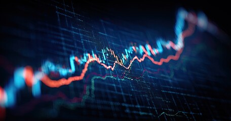 Fluctuating stock market data displayed on a digital screen