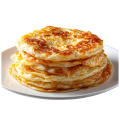 Sizzling roti prata and roti canai flatbread transparent background culinary delight food photography
