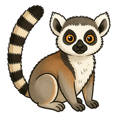 Obraz premium Hand-Drawn Watercolor Lemur Illustration for Kids