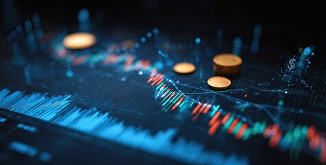 Financial chart display with coins