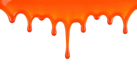 Isolated dripping orange paint
