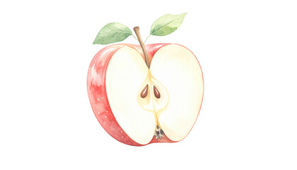 Watercolor apple fruit illustration hand drawn realistic artwork