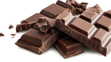 A pile of chocolate bars with some of them broken