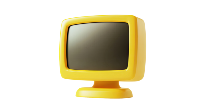 Yellow computer 3D render desktop device isolated on white background
