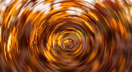Abstract Circular Blur of Autumn Leaves with Spiral Pattern