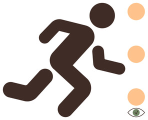 Person in motion symbolizing action, effort, progress, and determination. Ideal for personal growth, achieving goals, motivation, fitness success effort strategy. Encourages a simple flat metaphor