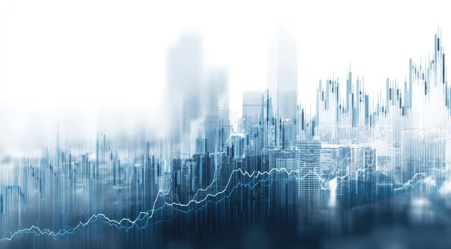 Abstract cityscape overlaid with financial charts (1)