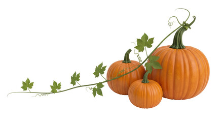Isolated Pumpkins with Vines