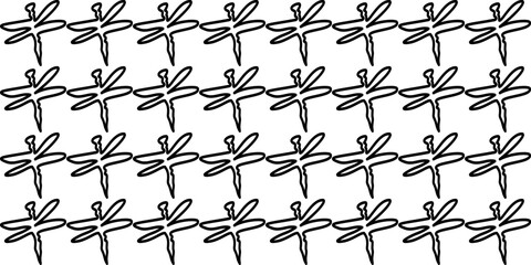 Dragonfly and butterfly line drawing background
