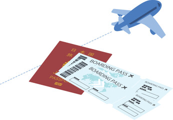 パスポートと航空券のイメージイラスト