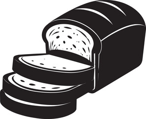 Loaf of Bread with Slices Silhouette | Black Illustration Vector