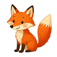 Naklejka premium Cute hand drawn watercolor fox illustration for kids. Adorable woodland animal character design isolated on white