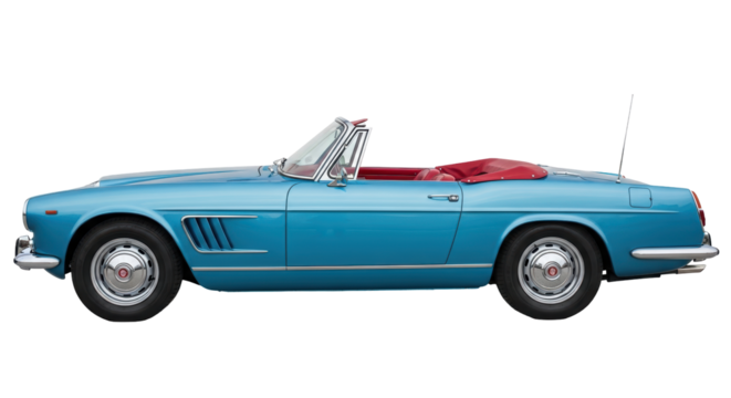 Isolated Classic Blue Convertible Car