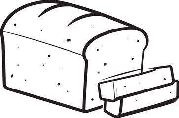 Loaf of Bread with Slices Silhouette | Black Illustration Vector