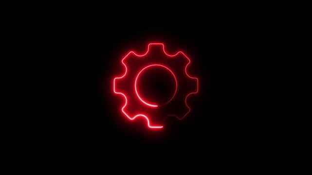 Glowing neon line setting icon with spinning gears icon animated. Technology gear icon concept animation. Animated settings icon 4k animation . Technology setting icon concept. neon settings Wrench 
